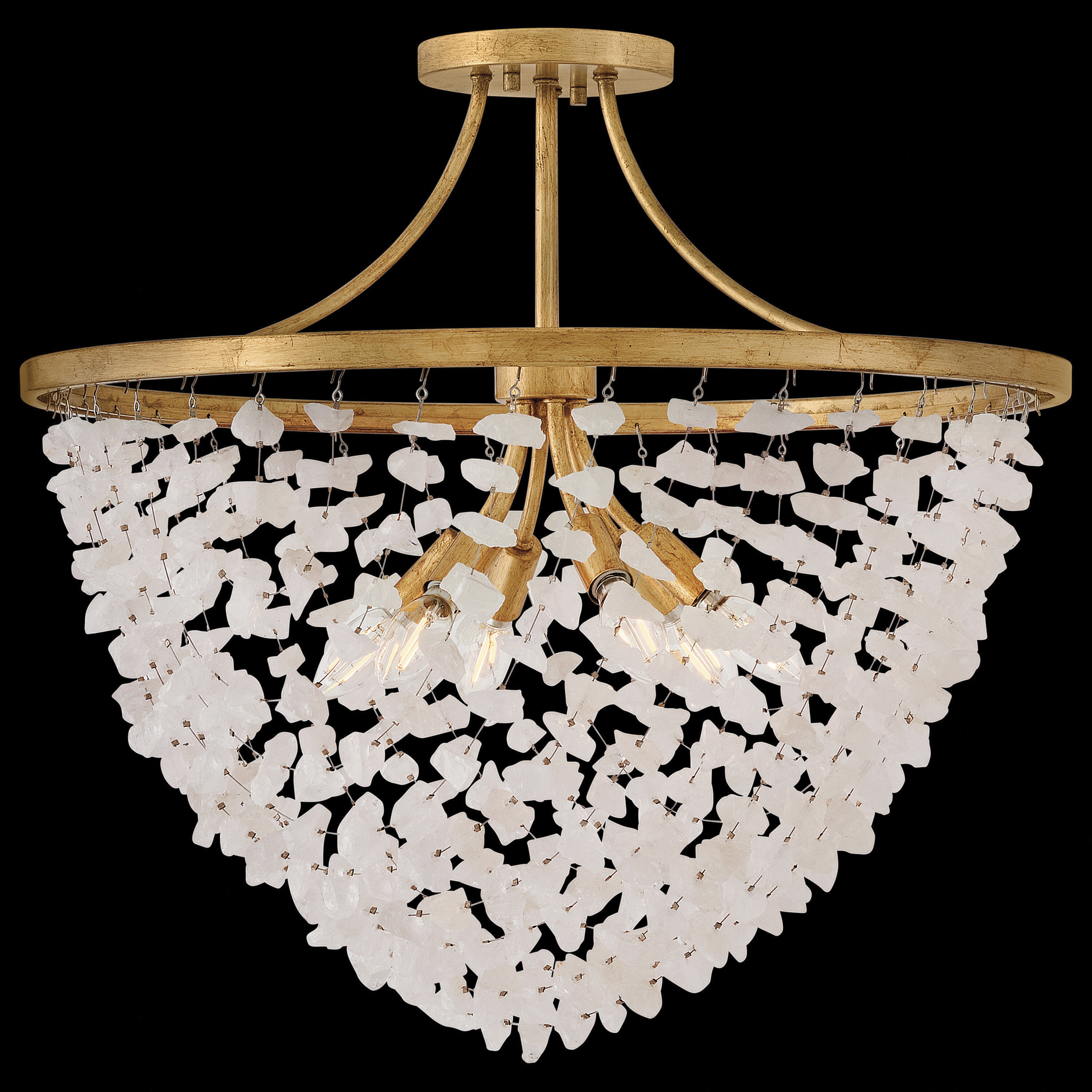 Myra 6 Light 24 inch Distressed Brass Semi-Flush Mount Ceiling Light