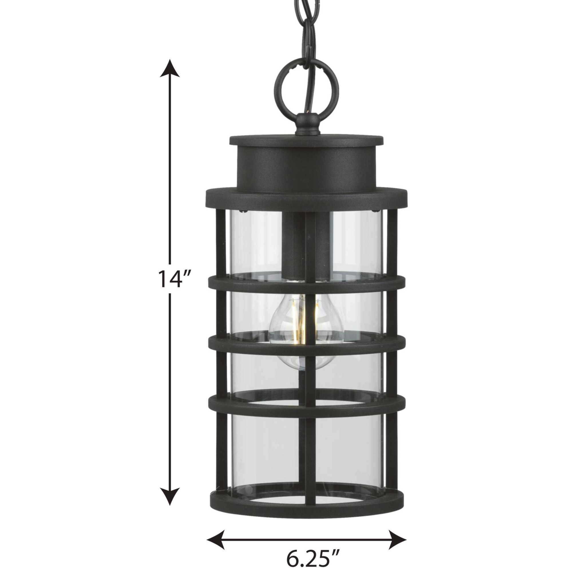 Port Royal 1 Light 6 inch Textured Black Outdoor Hanging Lantern, with DURASHIELD