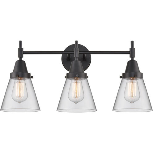 Caden 3 Light 24 inch Matte Black Bath Vanity Light Wall Light in Clear Glass