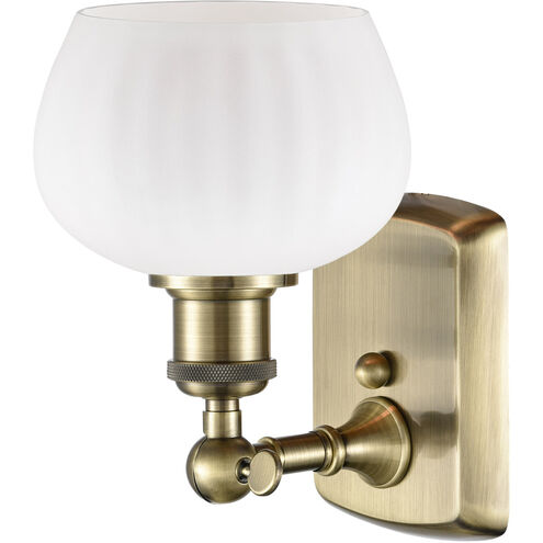 Ballston Fenton LED 7 inch Antique Brass Sconce Wall Light in Matte White Glass, Ballston
