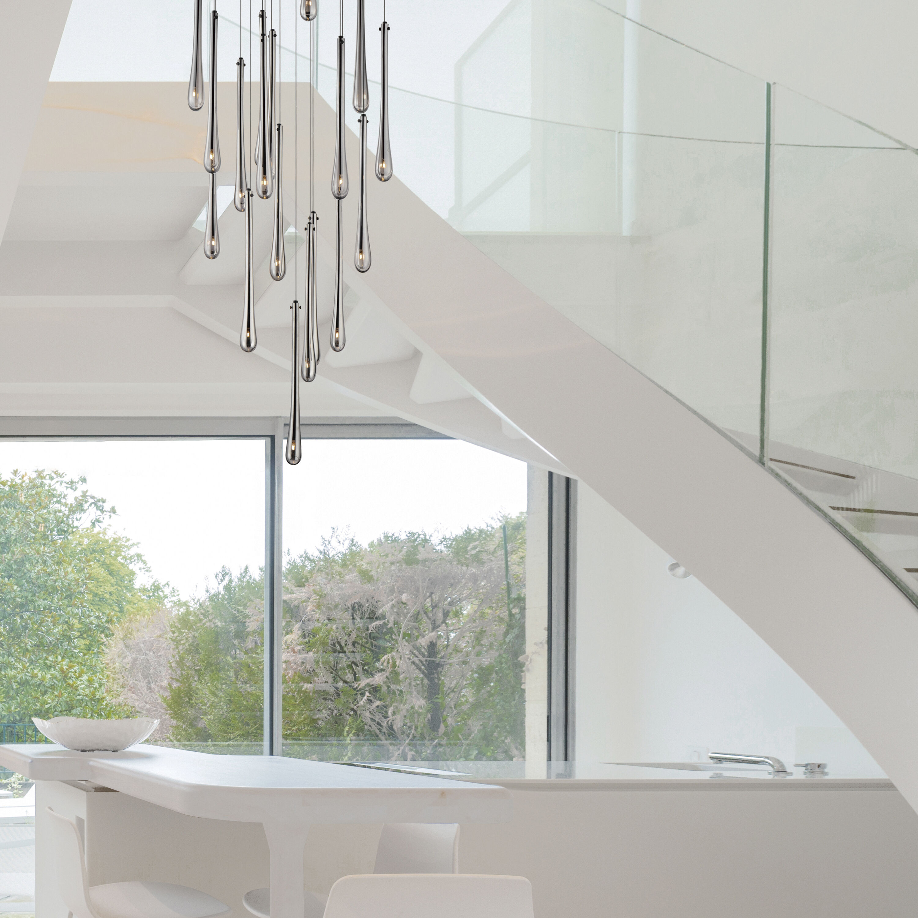 Stillo LED 25.5 inch Black Multi-Light Pendant Ceiling Light