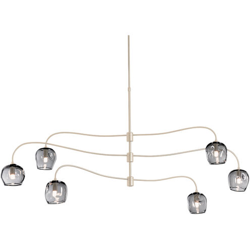 Ume 6 Light 22 inch Soft Gold Pendant Ceiling Light in Thumbprint Cool Grey, Large