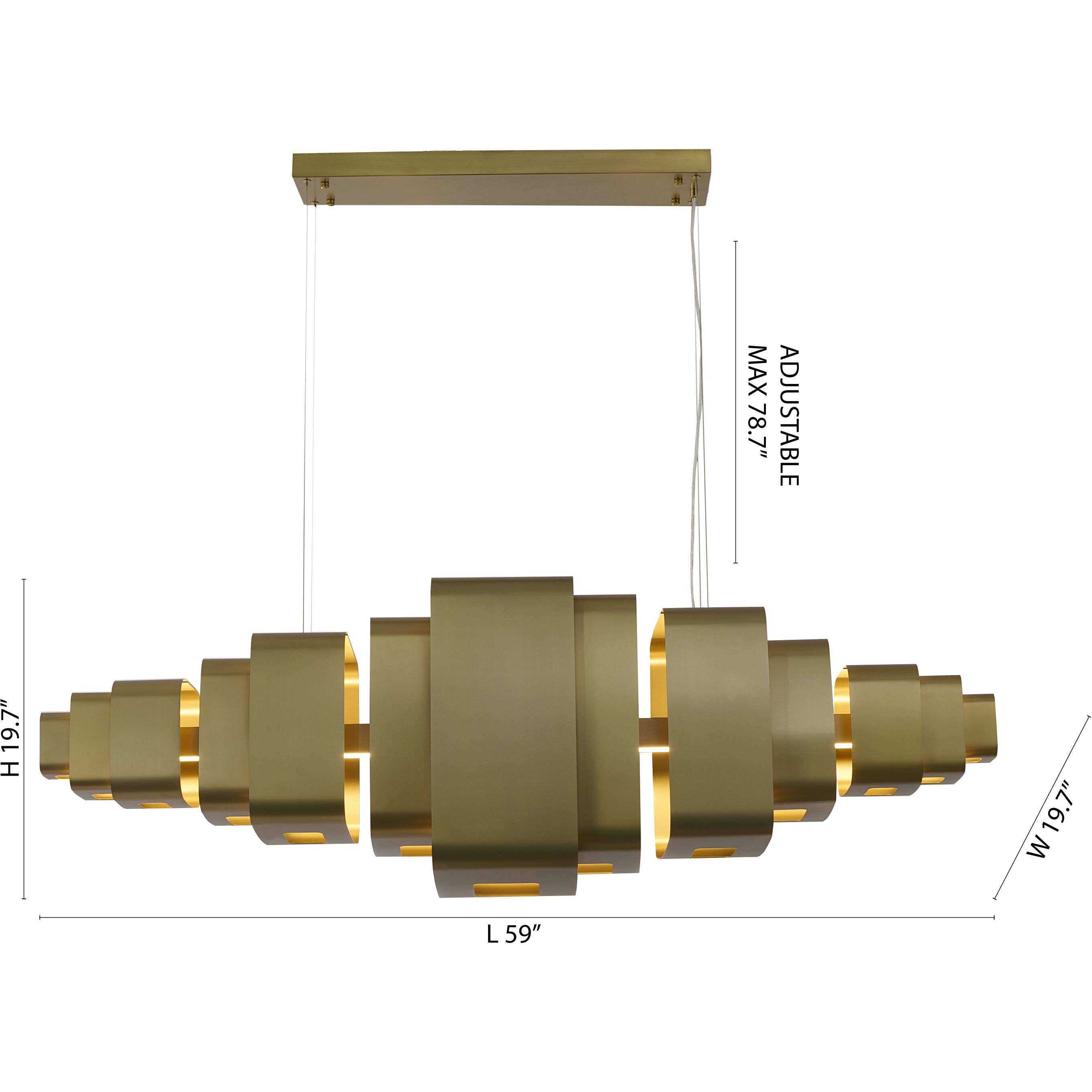 Canada LED 19.6 inch Satin Brass Chandelier Ceiling Light