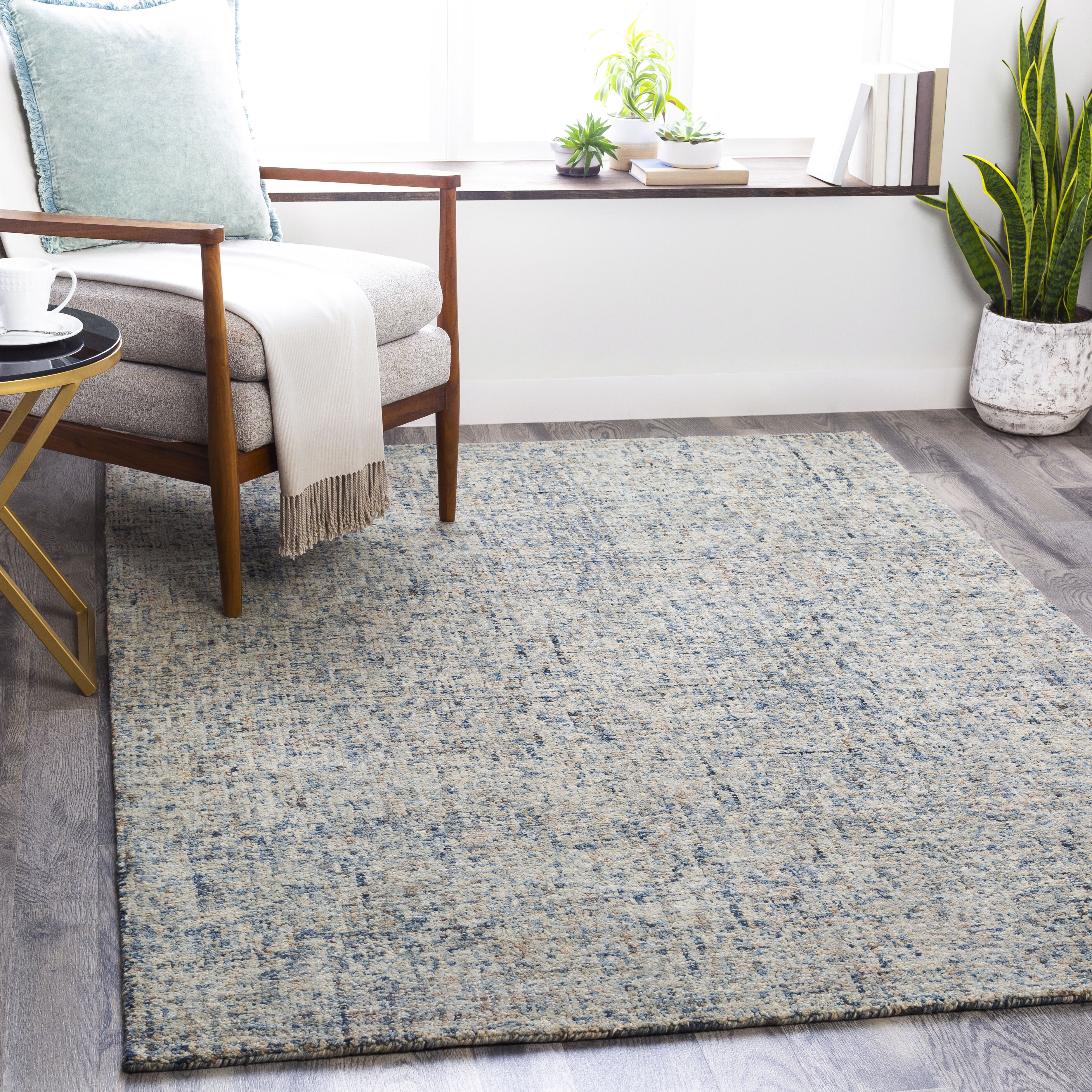 Emily 108 X 72 inch Navy Rug in 6 X 9, Rectangle
