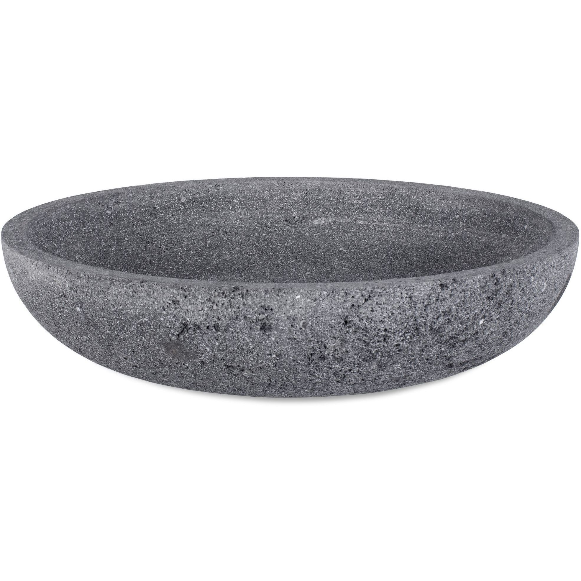 Ashen Textured Gray Lava Stone Outdoor Bowl