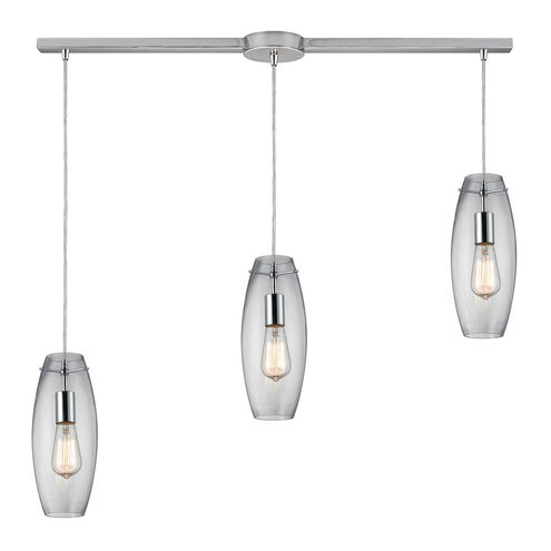 Greece 3 Light 5 inch Polished Chrome Multi Pendant Ceiling Light, Linear