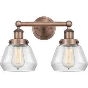 Fulton 2 Light 15.5 inch Antique Copper and Clear Bath Vanity Light Wall Light