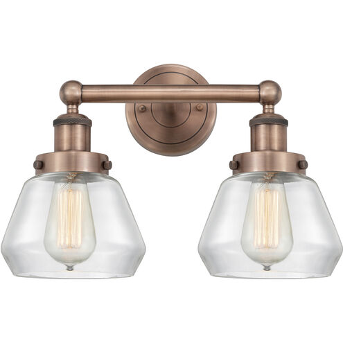 Fulton 2 Light 15.5 inch Antique Copper Bath Vanity Light Wall Light in Clear