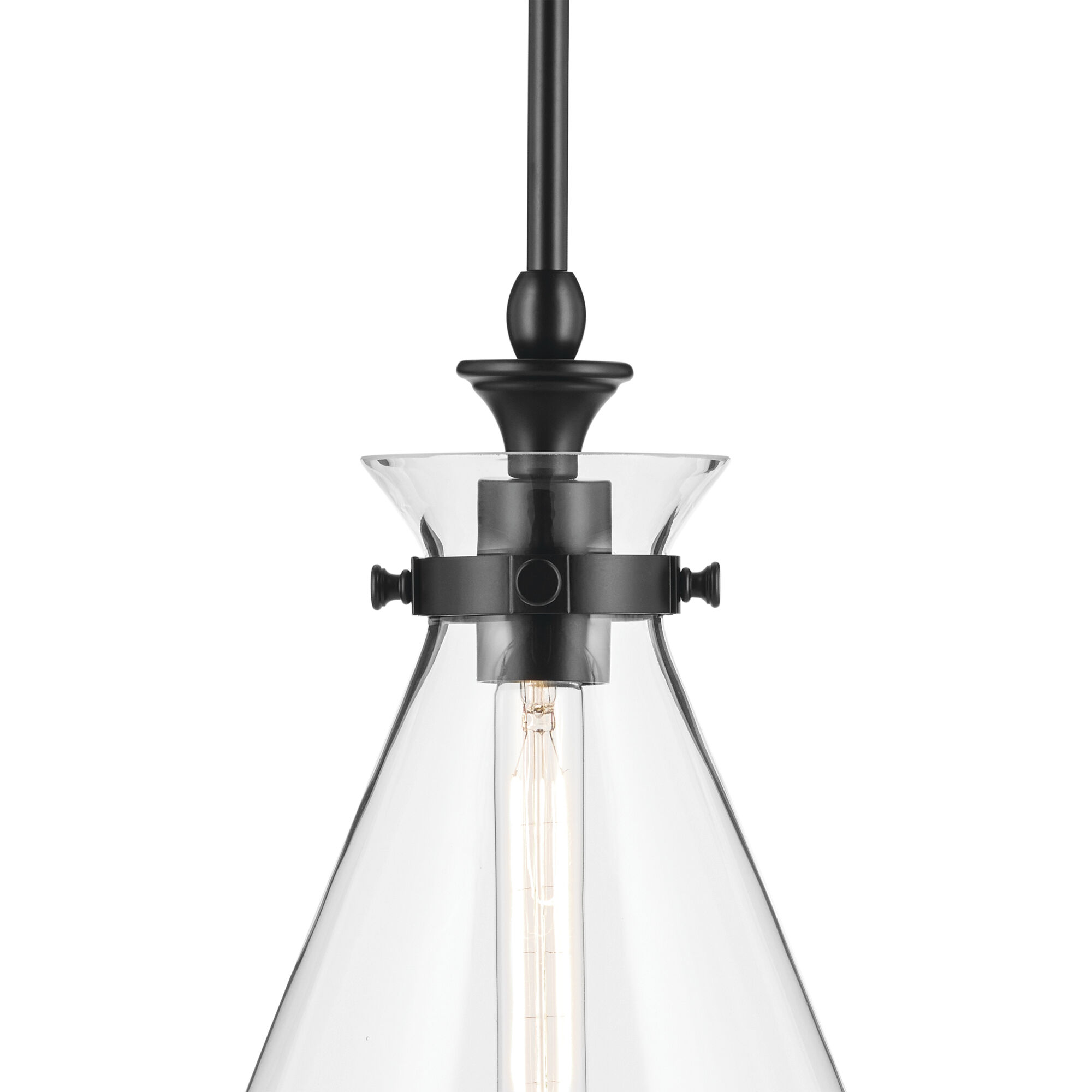 Laria 1 Light Black Pendant Ceiling Light in Clear