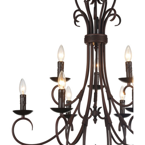 Maddy 9 Light 29 inch Oil Rubbed Brown Up Chandelier Ceiling Light