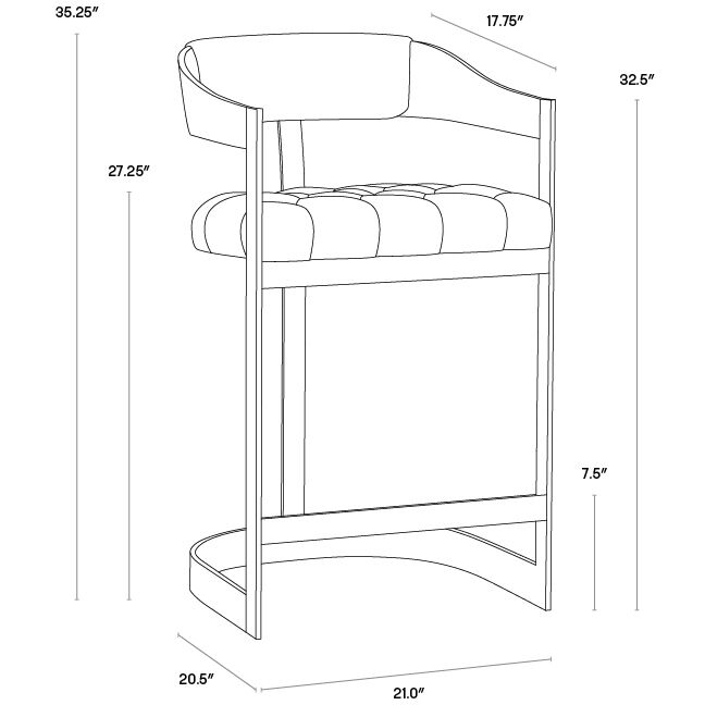 Beaumont 35.25 inch Antique Brass / Cantina Black Counter Stool