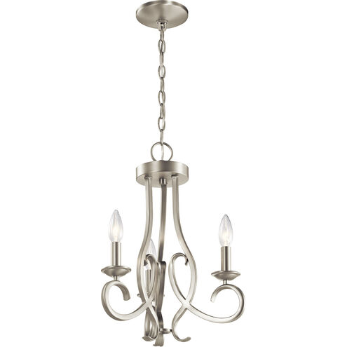 Ania 3 Light 15 inch Brushed Nickel Chandelier/Semi Flush Ceiling Light