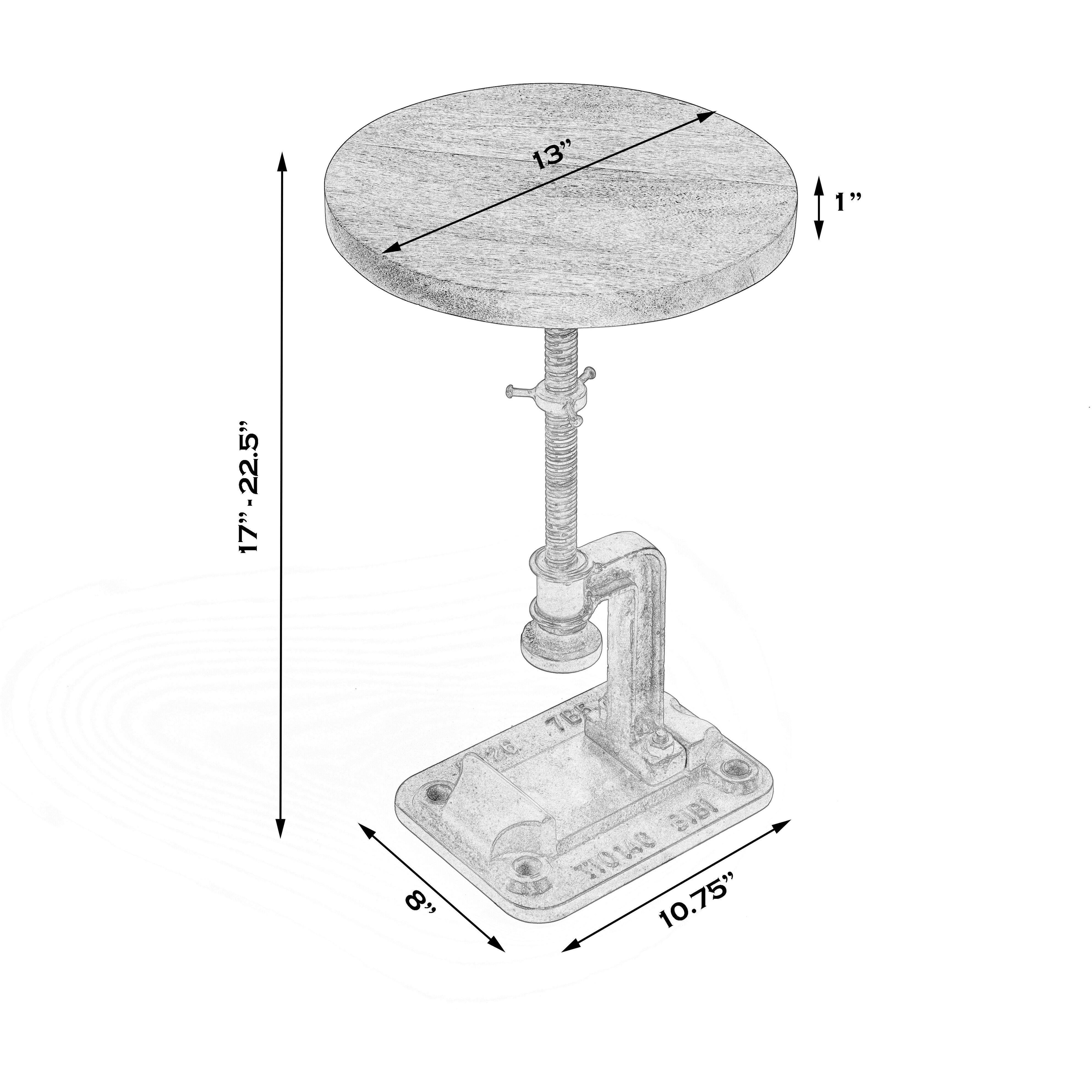 Ellis Adjustable Pedestal Side table in Multi-Color