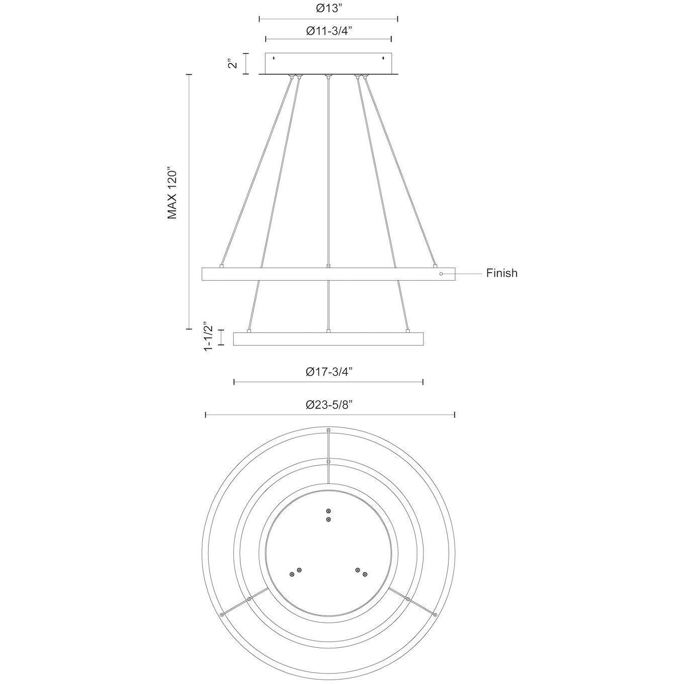 Cerchio LED 23.63 inch White Chandelier Ceiling Light