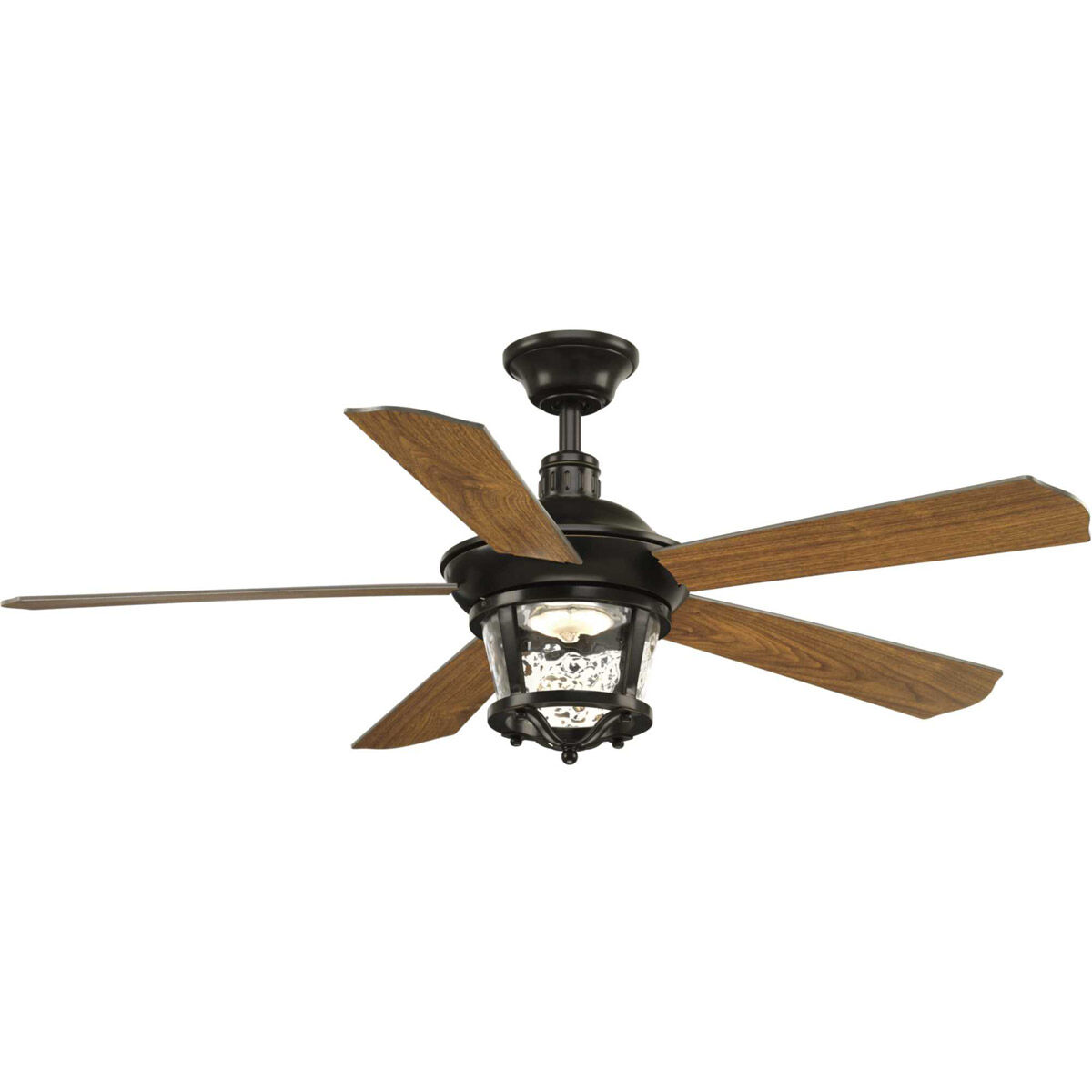 Smyrna 52 inch Antique Bronze with Walnut Blades Indoor/Outdoor Ceiling Fan, Progress LED