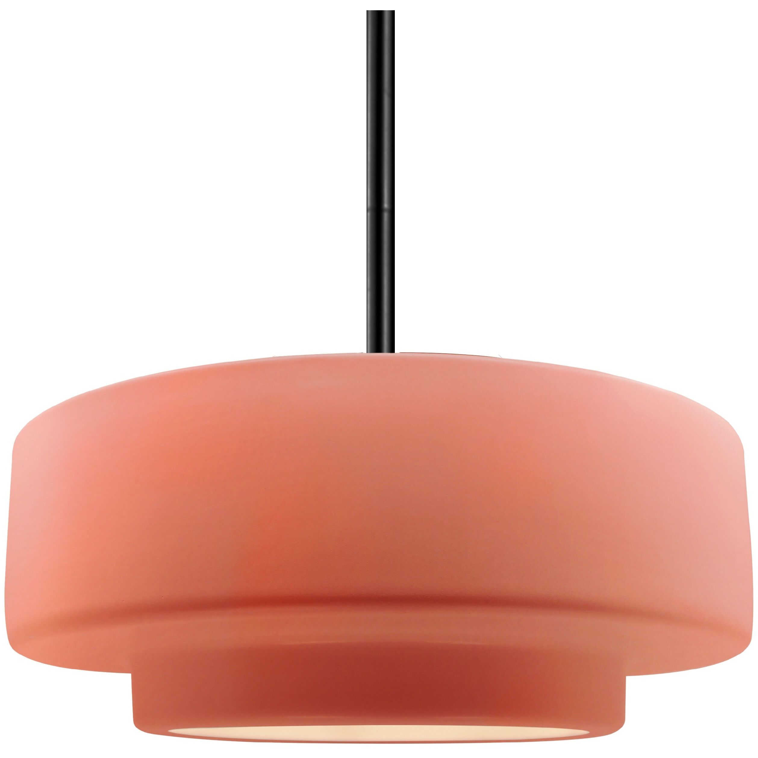 Radiance Collection - Tier Pendant Ceiling Light in Matte Black, Dedicated LED, Black Cord, Gloss Blush, 14.5W x 5.25H, Form+Finish+Function