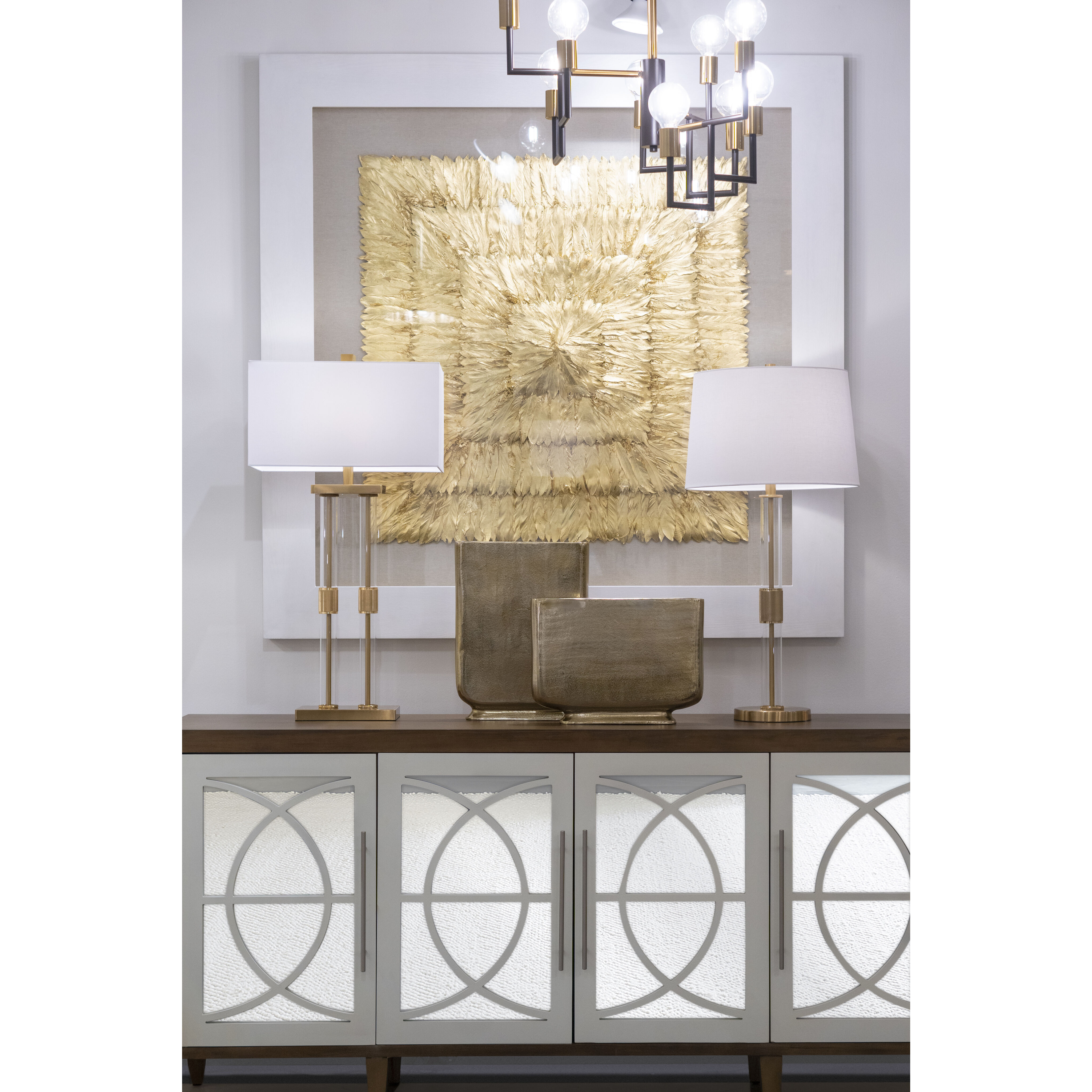 Zoran Brown with Weathered White and Mirror Credenza