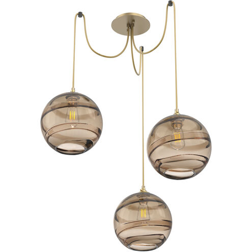 Terra 3 Light 18 inch Gilded Brass Swag Multi-Pendant Ceiling Light in Bronze Optic