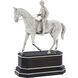 Thoroughbred Nickel Plated Brass Horse with Man, Wooden Base, Spencer London