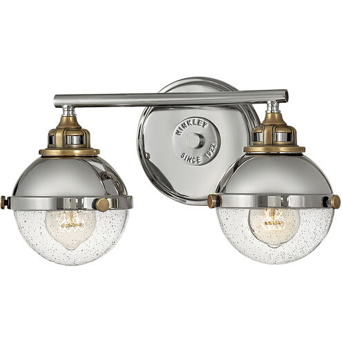 Fletcher 2 Light 16 inch Polished Nickel with Heritage Brass Vanity Light Wall Light