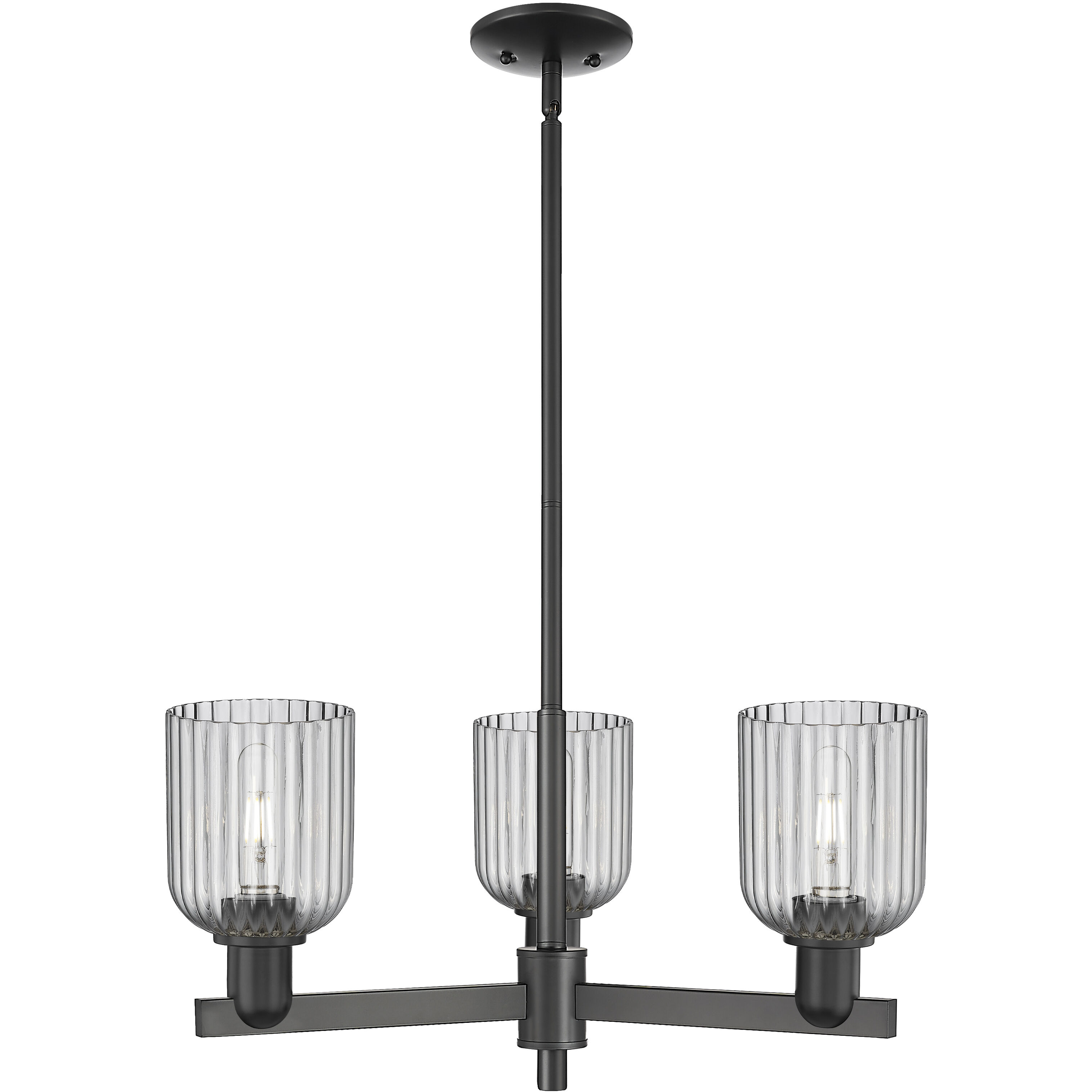 Bridal Veil 3 Light 17.63 inch Matte Black Chandelier Ceiling Light in Light Smoke Glass