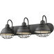 Neo-Industrial 3 Light 24.5 inch Matte Black Bathroom Vanity Light Wall Light