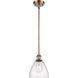 Ballston Dome 1 Light 8 inch Antique Copper Mini Pendant Ceiling Light in Seedy Glass