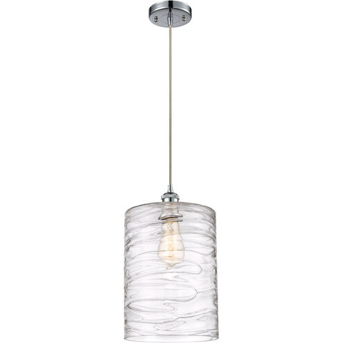 Ballston Cobbleskill LED 9 inch Polished Chrome Mini Pendant Ceiling Light in Silver, Deco Swirl Glass