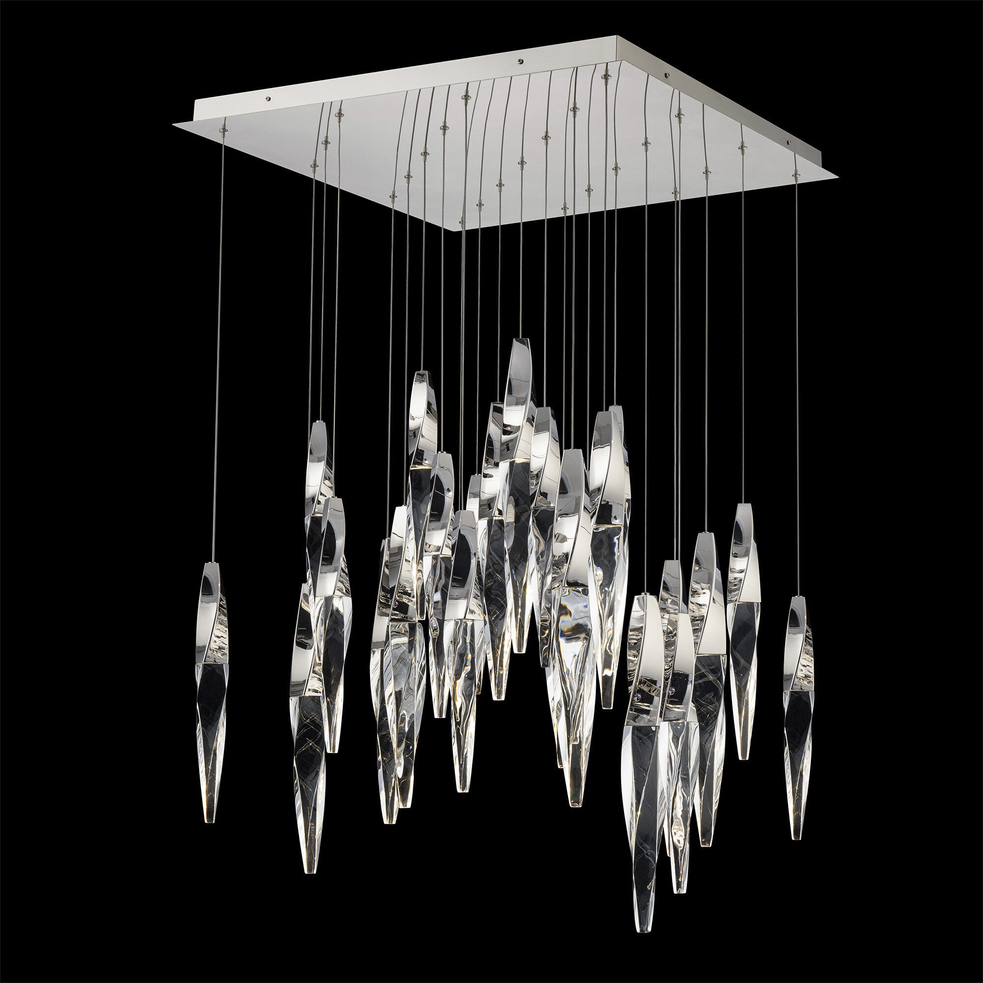 Beyond Kindjal LED 28 inch Polished Nickel Multi-Light Pendant Ceiling Light, Square Canopy