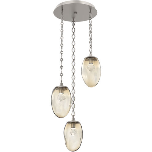 Meteo LED 20 inch Beige Silver Multi-Pendant Ceiling Light in 3000K LED, Amber, Diamond Chain