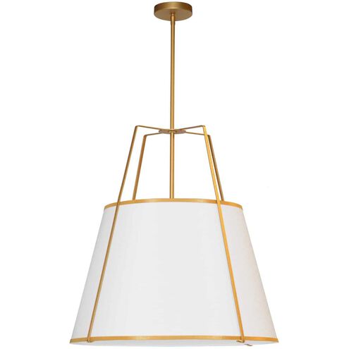 Trapezoid 3 Light 24 inch Gold with White Pendant Ceiling Light