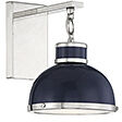 Corning 1 Light 8 inch Navy with Polished Nickel Accents Wall Sconce Wall Light in Navy/Polished Nickel