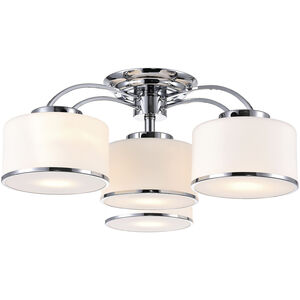 Frosted 4 Light 28 inch Chrome Drum Shade Flush Mount Ceiling Light
