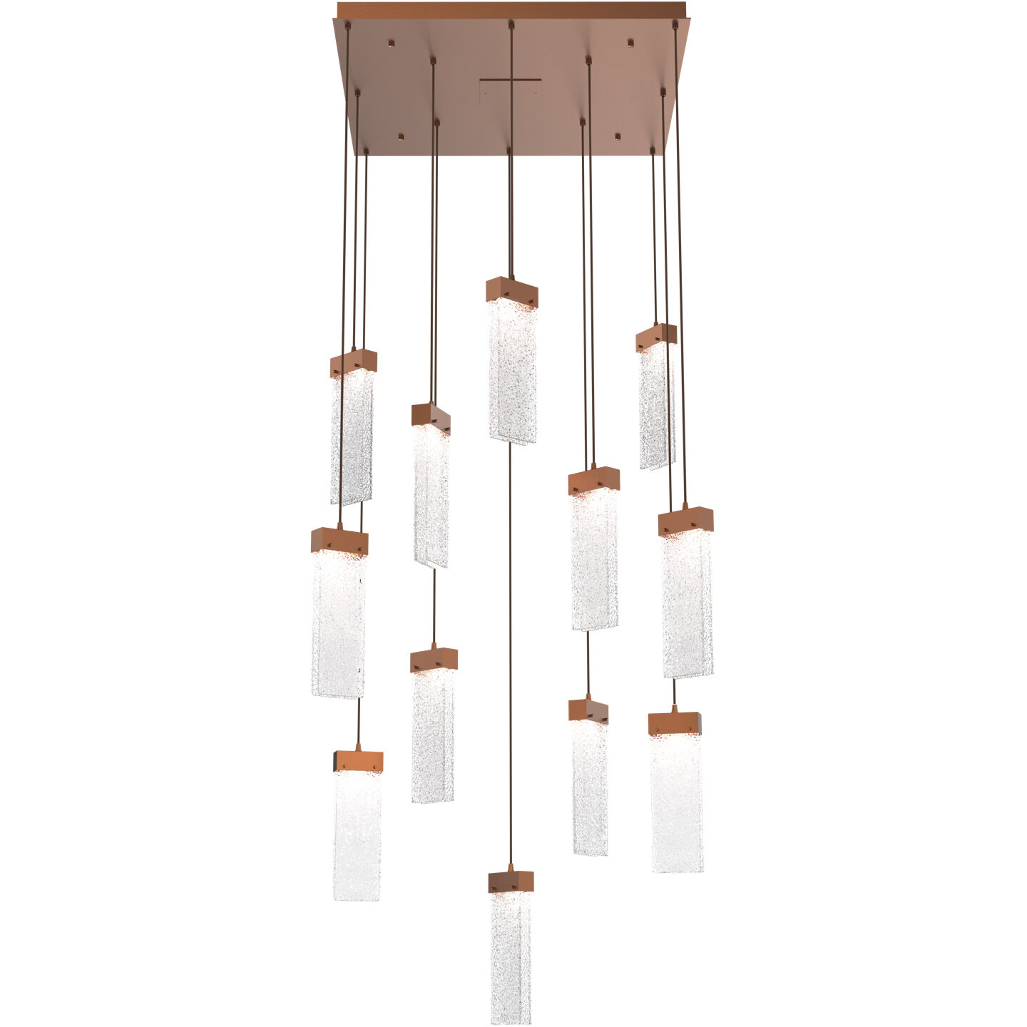 Parallel LED Burnished Bronze Chandelier Ceiling Light, Square Multi-Port