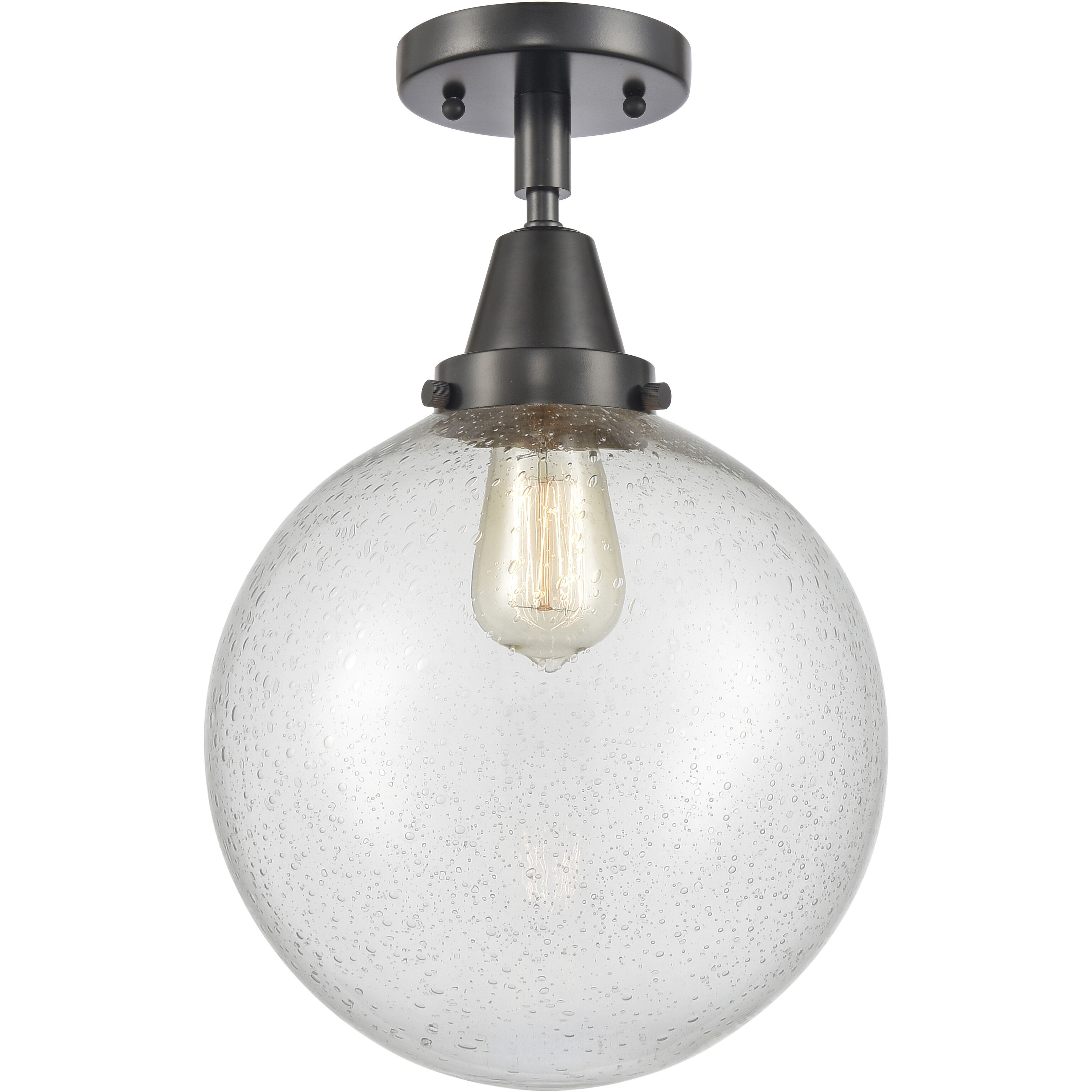 Downtown Urban Beacon 1 Light 10 inch Matte Black Flush Mount Ceiling Light in Incandescent, Seedy