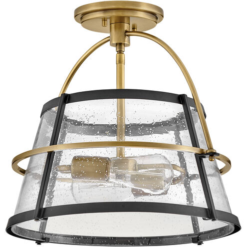 Tournon LED 15 inch Heritage Brass with Black Indoor Semi-Flush Mount Ceiling Light