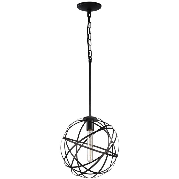Atom 1 Light 12 inch Black Pendant Ceiling Light