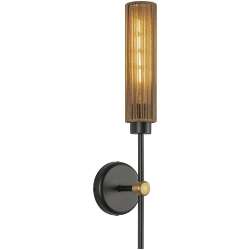 Alora Mood Colby 1 Light 2.5 inch Matte Black Bath Vanity Light Wall Light in Matte Black and Tan Jute