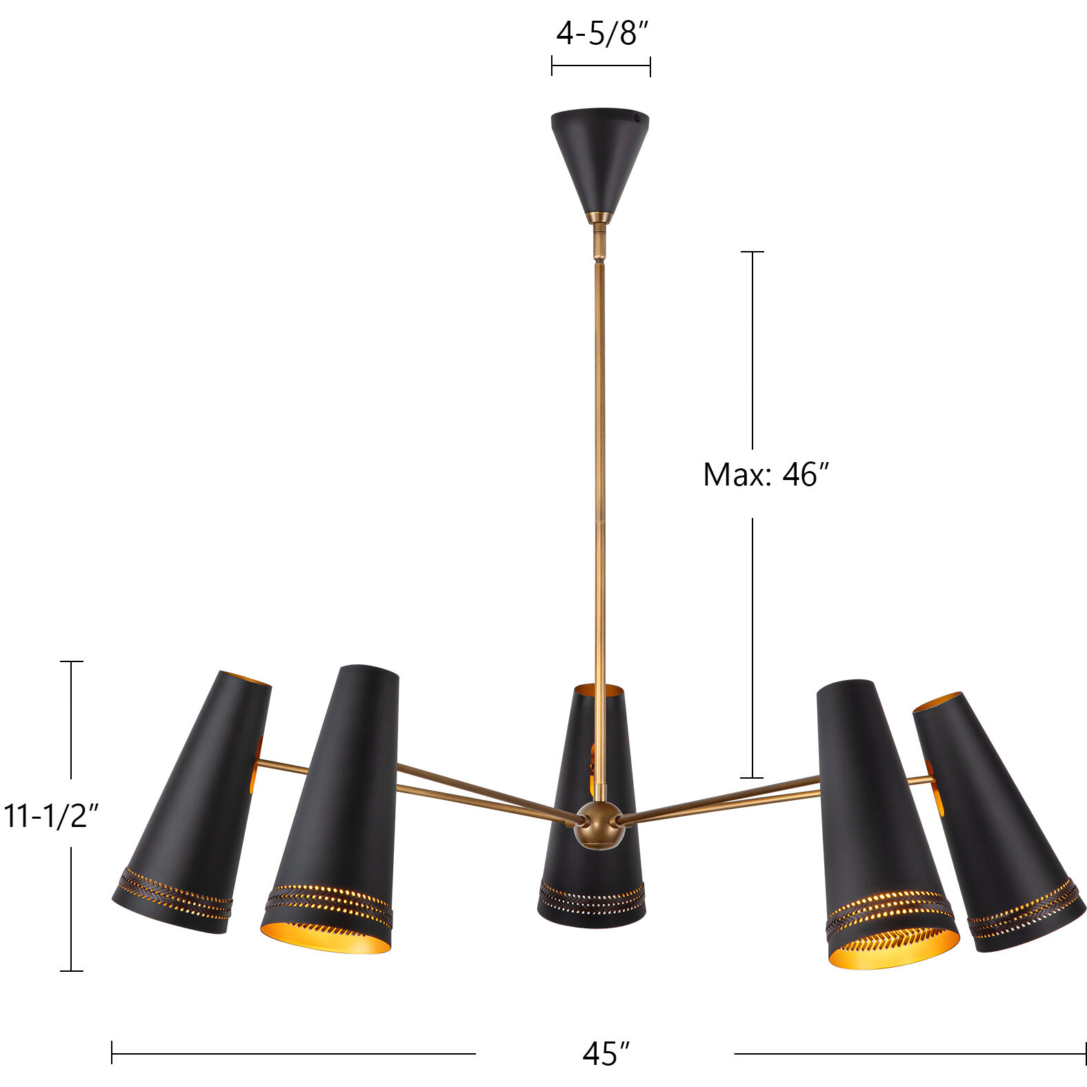 Brickell 5 Light 45 inch Matte White/Hazelnut Leather Chandelier Ceiling Light in Matte White and Hazelnut Leather