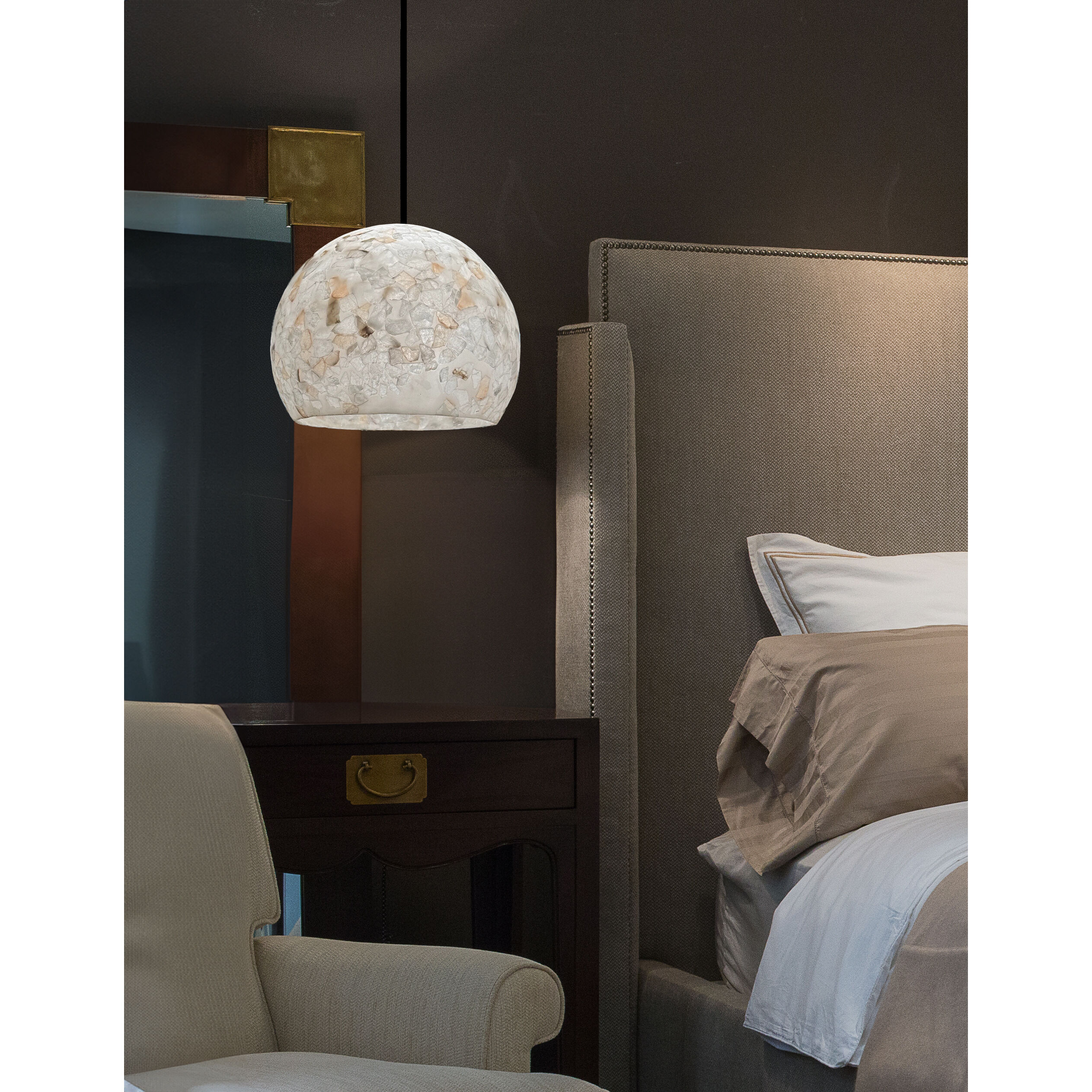 Alabaster Rocks Collection 1 Light 13 inch Matte Black Pendant Ceiling Light, Globe Family