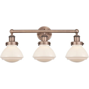 Olean 3 Light 24.5 inch Antique Copper and Matte White Bath Vanity Light Wall Light