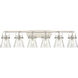 Pilaster II Cone 6 Light 45.5 inch Satin Nickel Bath Vanity Light Wall Light in Seedy Glass