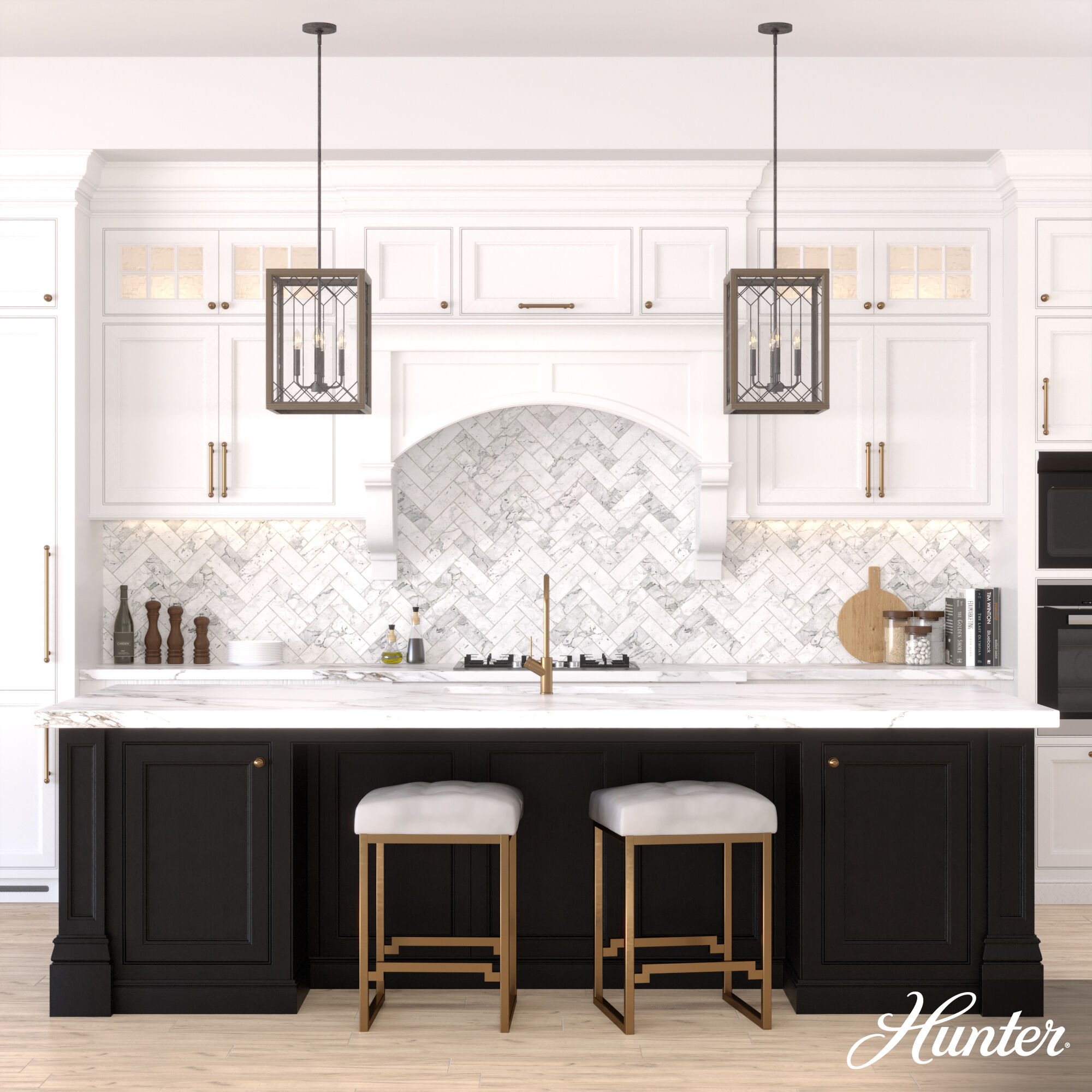 Chevron 4 Light 14 inch Rustic Iron and French Oak Lantern Pendant Ceiling Light, Small