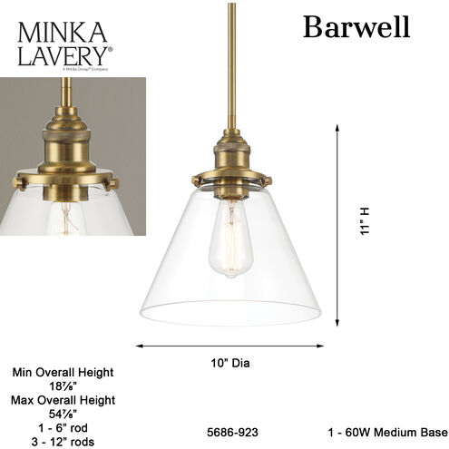 Barwell 1 Light 10 inch Oxidized Aged Brass Mini Pendant Ceiling Light