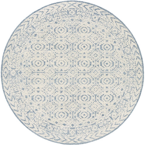 Louvre 96 X 96 inch Dark Blue/Pale Blue/Cream Handmade Rug in 8 Ft Round, Round