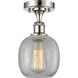 Belfast 1 Light 6 inch Polished Nickel Flush Mount Ceiling Light in Clear Crackle, 2.1 lb