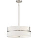 Contemporary 4 Light 20 inch Brushed Nickel Pendant Ceiling Light