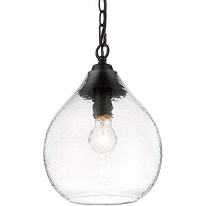 Ariella 1 Light 10 inch Matte Black Mini Pendant Ceiling Light in Clear Hammered, Small