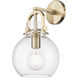 Newton Sphere Sconce Wall Light in Clear Glass, Champagne Bronze