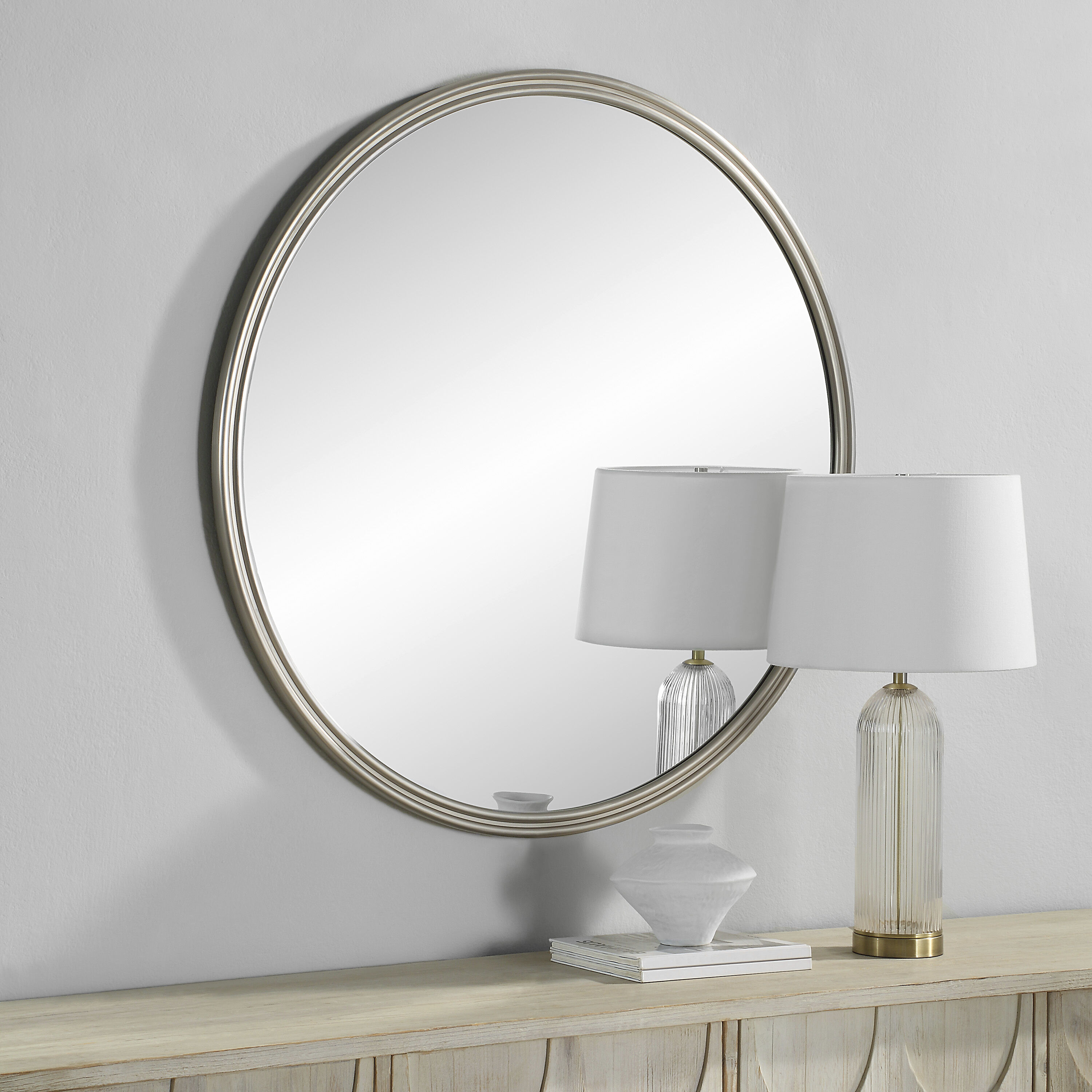 Oltimo 40 X 40 inch Matte Satin Nickel Wall Mirror